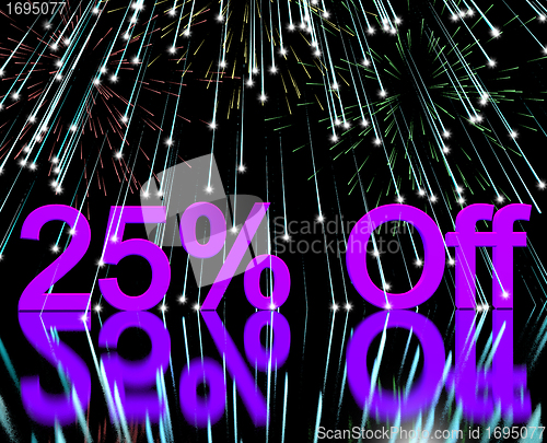 Image of 25% Off With Fireworks Showing Sale Discount Of Twenty Five Perc