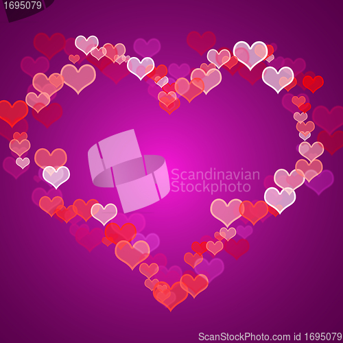 Image of Red And Mauve Hearts Background With Copy Space Showing Love Rom