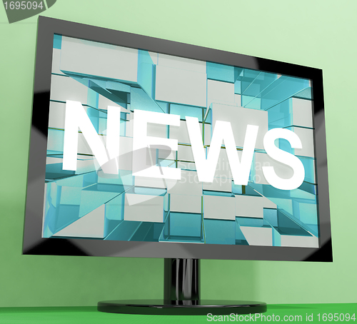 Image of News Word On Monitor Showing Media And Information