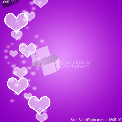 Image of Mauve Hearts Bokeh Background With Blank Copyspace Showing Love 