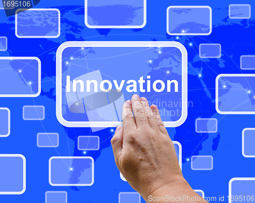 Image of Innovation Button Being Pressed Showing Creativity Or Vision