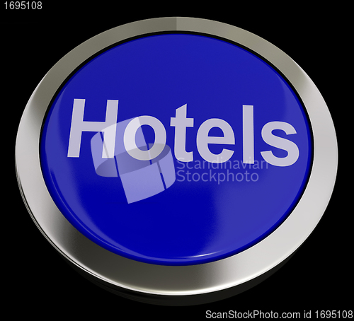 Image of Blue Hotel Button For Travel And Room