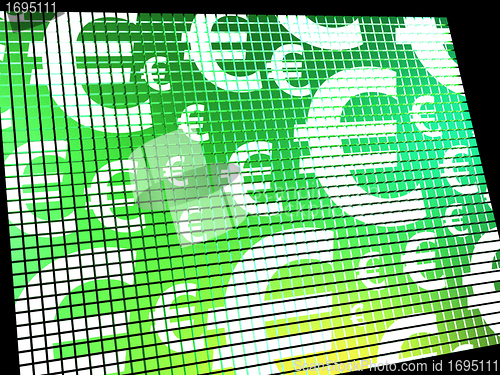 Image of Euro Symbols On Computer Screen Showing Money And Investment