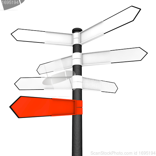 Image of Blank crossroad pointers with one red