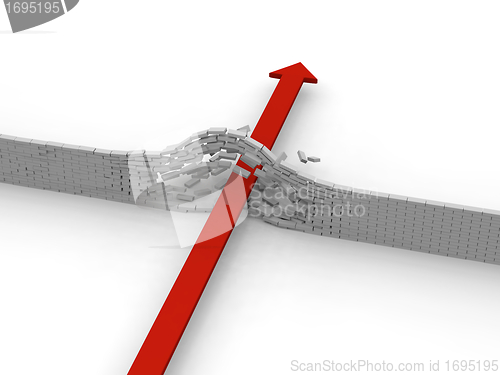 Image of Arrow breaking through wall