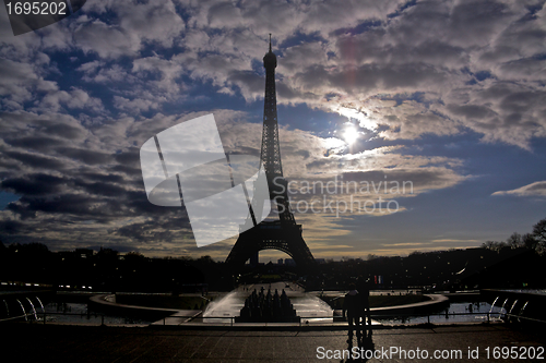 Image of Backlit Eiffel Tower