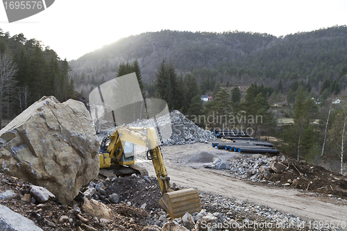 Image of road construction in rural landscape