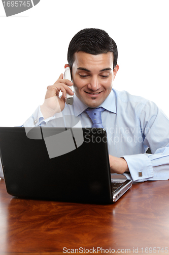 Image of Businessman discussion on telephone