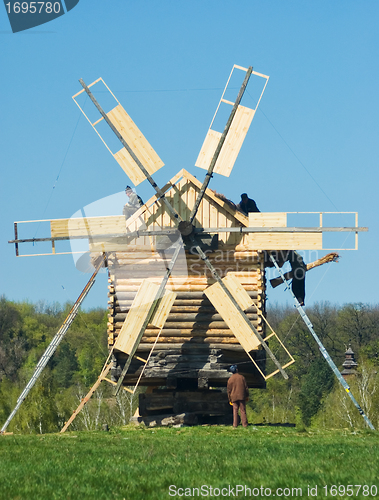 Image of Old wooden windmill