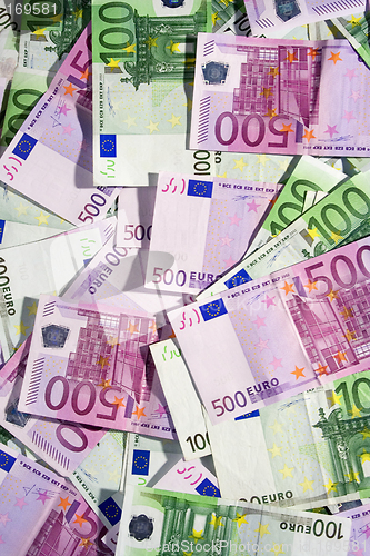 Image of Various Euro Banknotes (Top View)