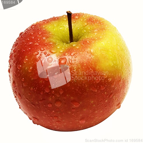 Image of Apple Red-Yellow w / Raindrops (Path Included)