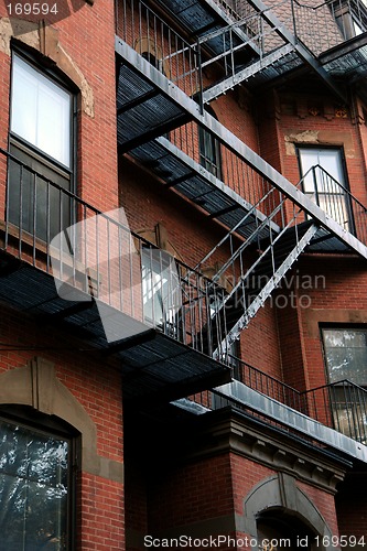 Image of Old fire escape on brick building