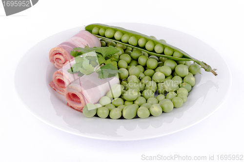 Image of Fresh peas and ham rolls.