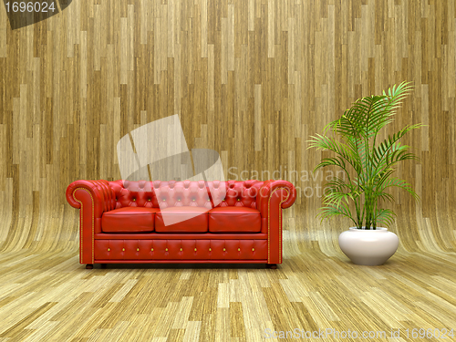 Image of Red leather sofa