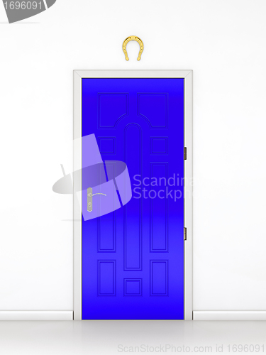 Image of Blue door and the golden horseshoe