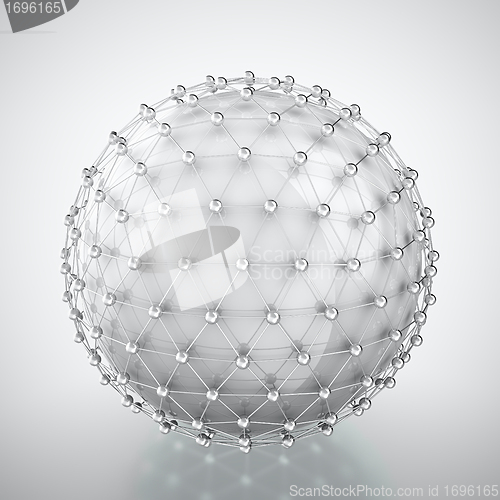 Image of White sphere in metal cage