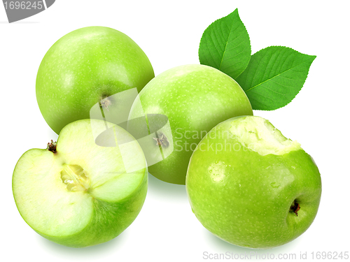 Image of Apples with green leaf