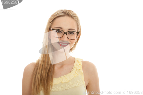 Image of young beautiful blonde woman emotion isolated on white background
