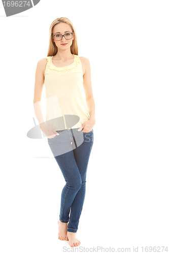 Image of young beautiful blonde woman emotion isolated on white background