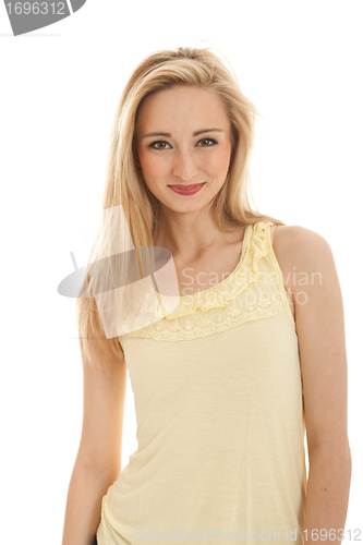 Image of young beautiful blonde woman emotion isolated on white background