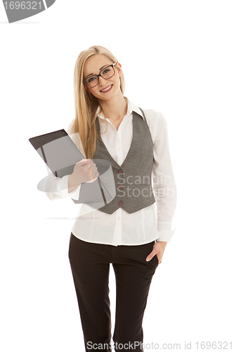 Image of young succsessfull business woman isolated on white background