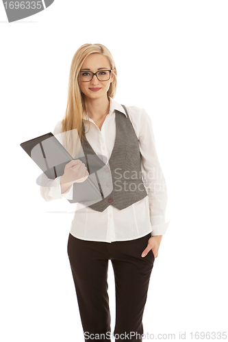 Image of young succsessfull business woman isolated on white background