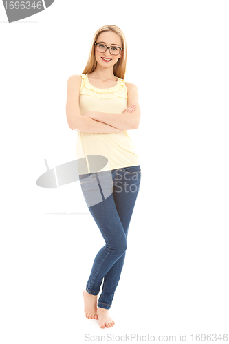 Image of young beautiful blonde woman emotion isolated on white background