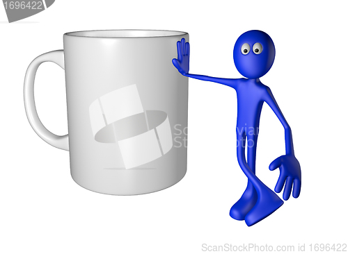 Image of blue guy and mug