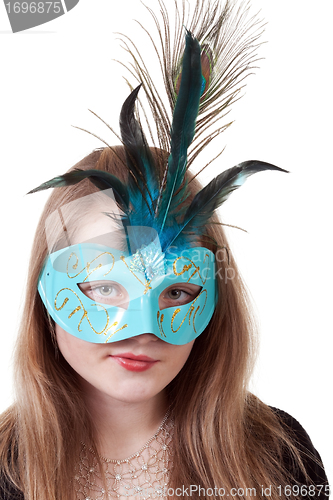 Image of girl in the blue masquerade mask