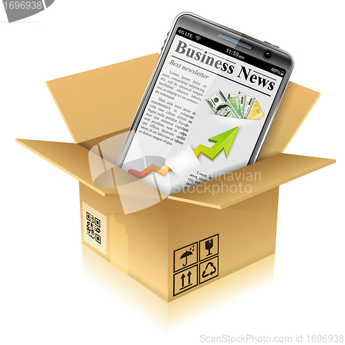 Image of Cardboard Box with Smart Phone