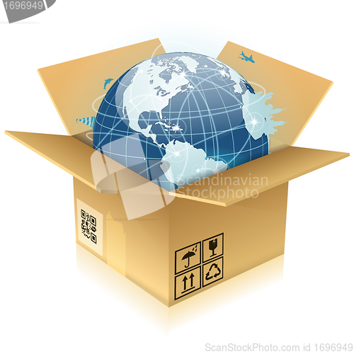 Image of Cardboard Box with Earth
