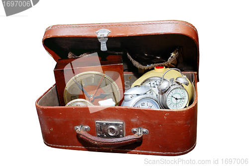 Image of antique watches in the old suitcase
