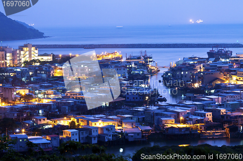 Image of Tai O fishing village at night in Hong Kong