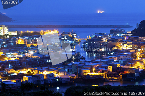 Image of Tai O fishing village at night in Hong Kong