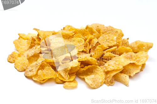 Image of Corn flakes on white background