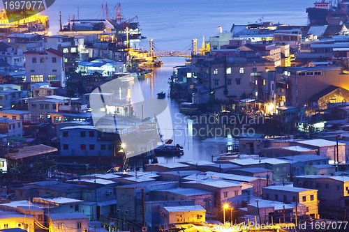 Image of Tai O fishing village at night in Hong Kong