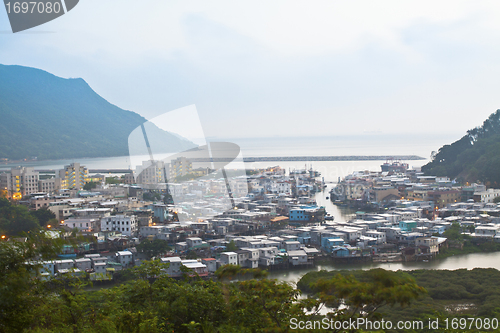 Image of Tai O fishing village at night in Hong Kong