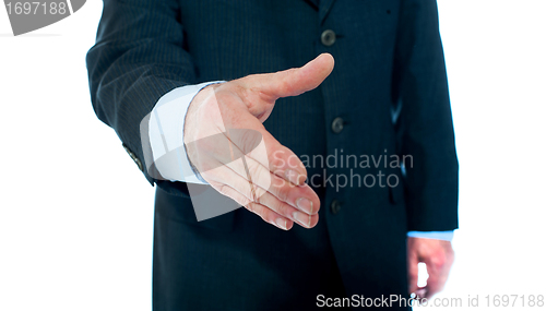 Image of Modern businessman offering handshake