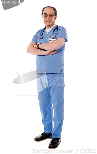 Image of Portrait of smiling senior doctor, specialist