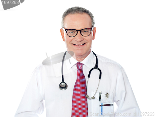 Image of Portrait of caucasian doctor smiling