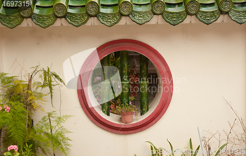 Image of round window in wall