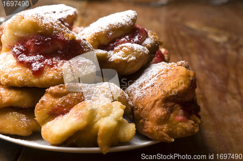 Image of Sweet doughnuts with rose marmelade