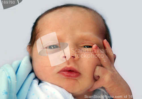 Image of Thinking baby on his first day
