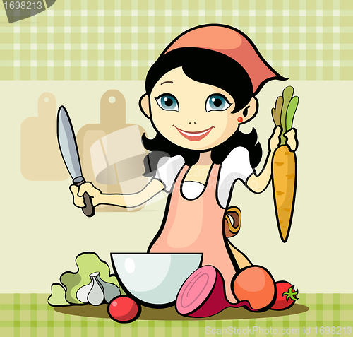 Image of Girl prepares a meal