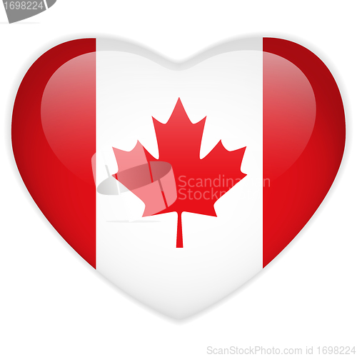 Image of Canada Flag Heart Glossy Button