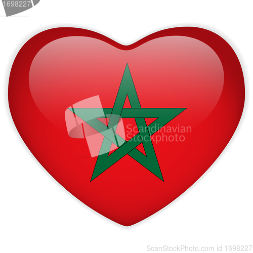 Image of Morocco Flag Heart Glossy Button
