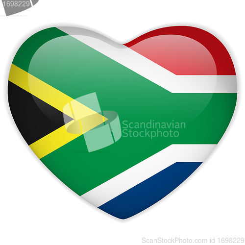 Image of South Africa Flag Heart Glossy Button
