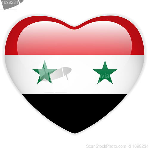 Image of Syria Flag Heart Glossy Button