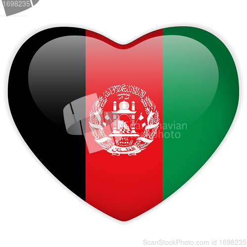 Image of Afghanistan Flag Heart Glossy Button