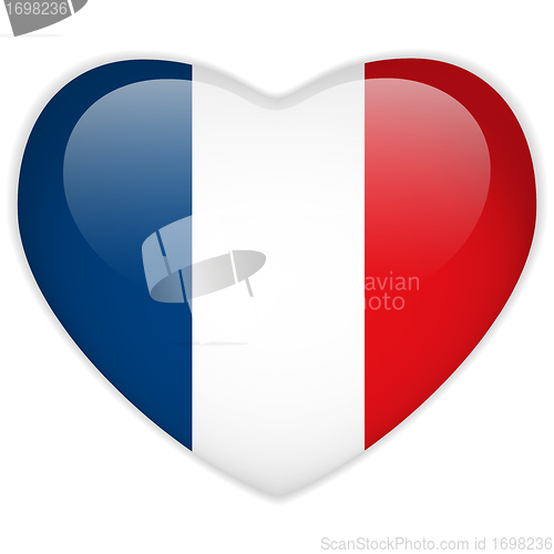 Image of France Flag Heart Glossy Button